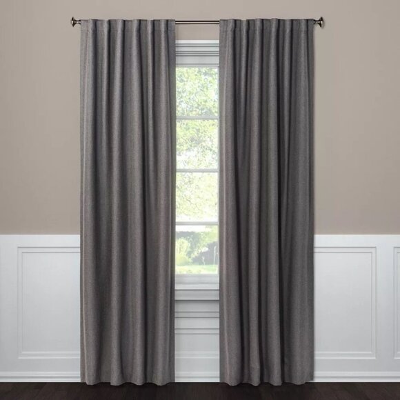 Threshold Aruba Radiant Gray Single Rod Pocket Blackout Curtain Panel 50" x 95" - Picture 1 of 6